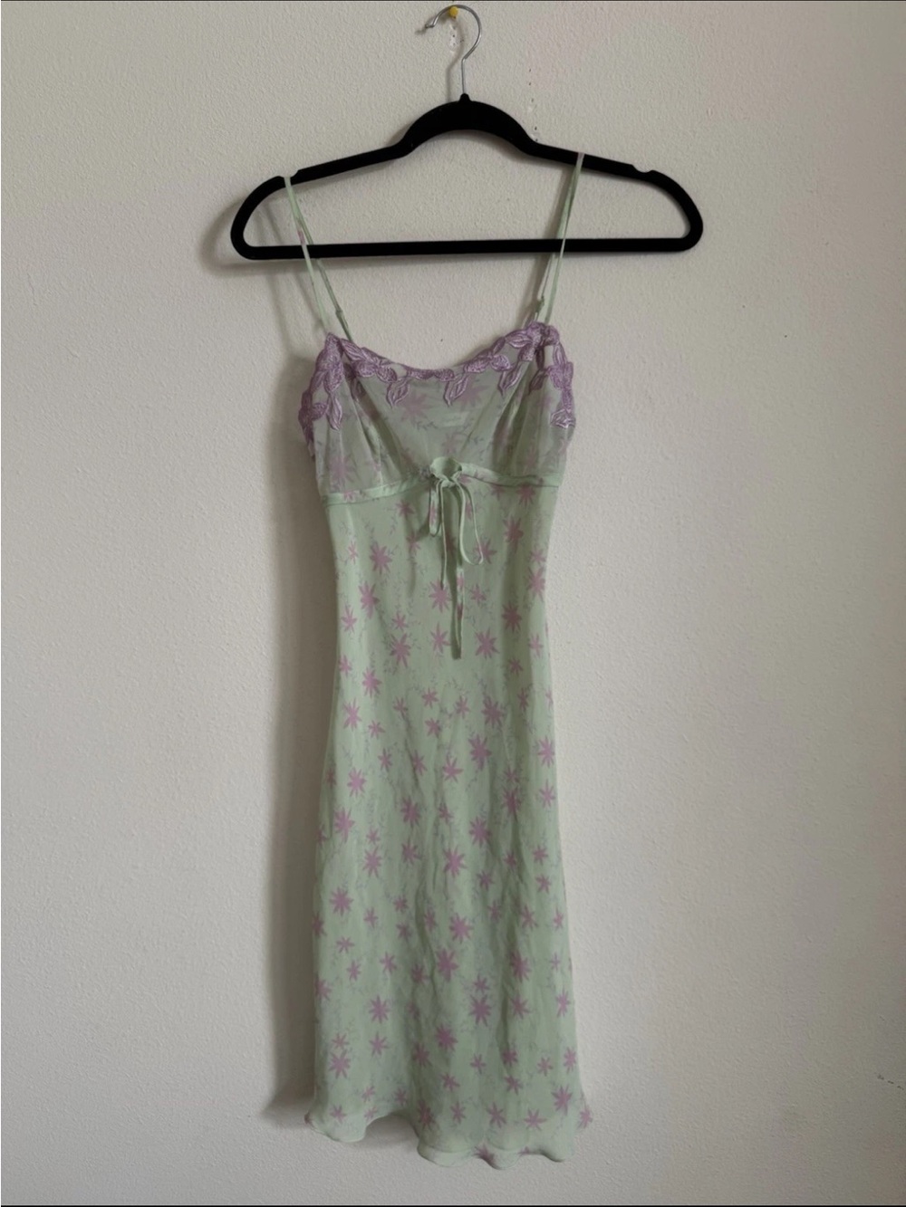 Vintage Y2K 90s Sheer Green Purple Slip Chemise Nightgown Mini Dress S